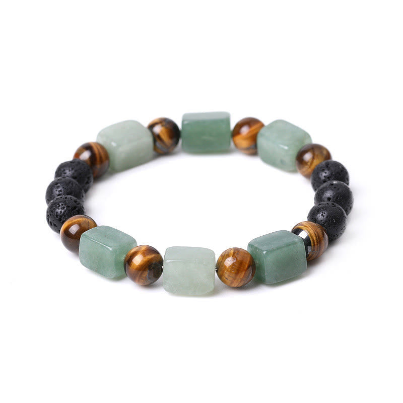 Foviel Various Crystals Cube Amethyst Lava Rock Support Bracelet