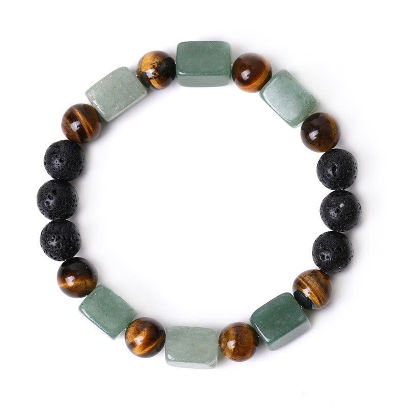 Foviel Various Crystals Cube Amethyst Lava Rock Support Bracelet