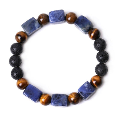 Foviel Various Crystals Cube Amethyst Lava Rock Support Bracelet