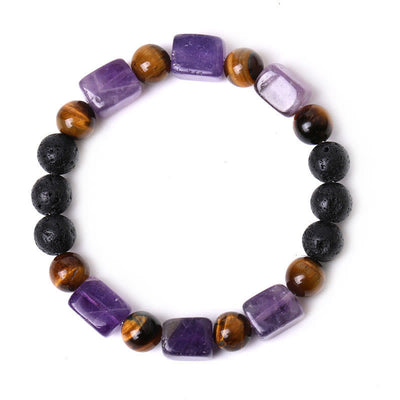 Foviel Various Crystals Cube Amethyst Lava Rock Support Bracelet