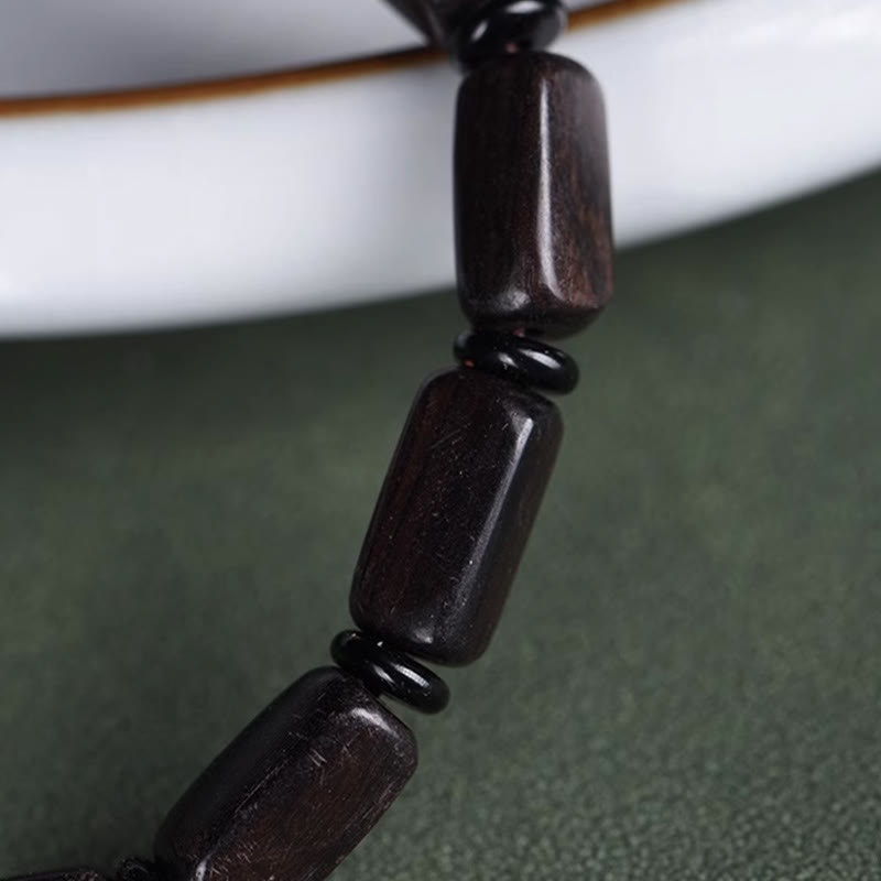 Foviel Ebony Wood Rectangular Beads Dzi Bead Balance Bracelet