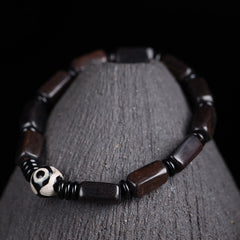 Foviel Ebony Wood Rectangular Beads Dzi Bead Balance Bracelet