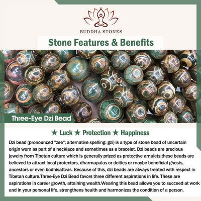 Buddha Stones Bone Beads Vajra Three-eyed Dzi Bead Luck Bracelet - image 6