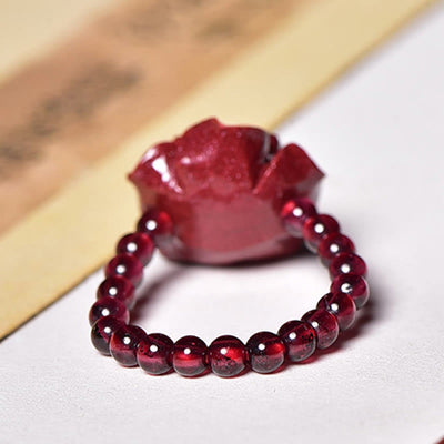 Foviel Cinnabar Rose Garnet Beads Concentration Ring