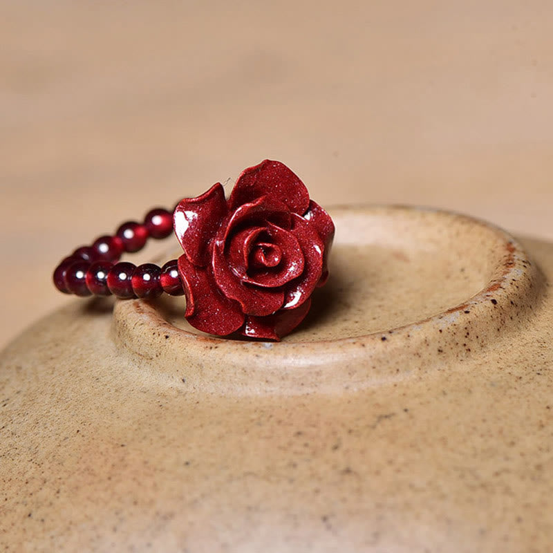 Foviel Cinnabar Rose Garnet Beads Concentration Ring