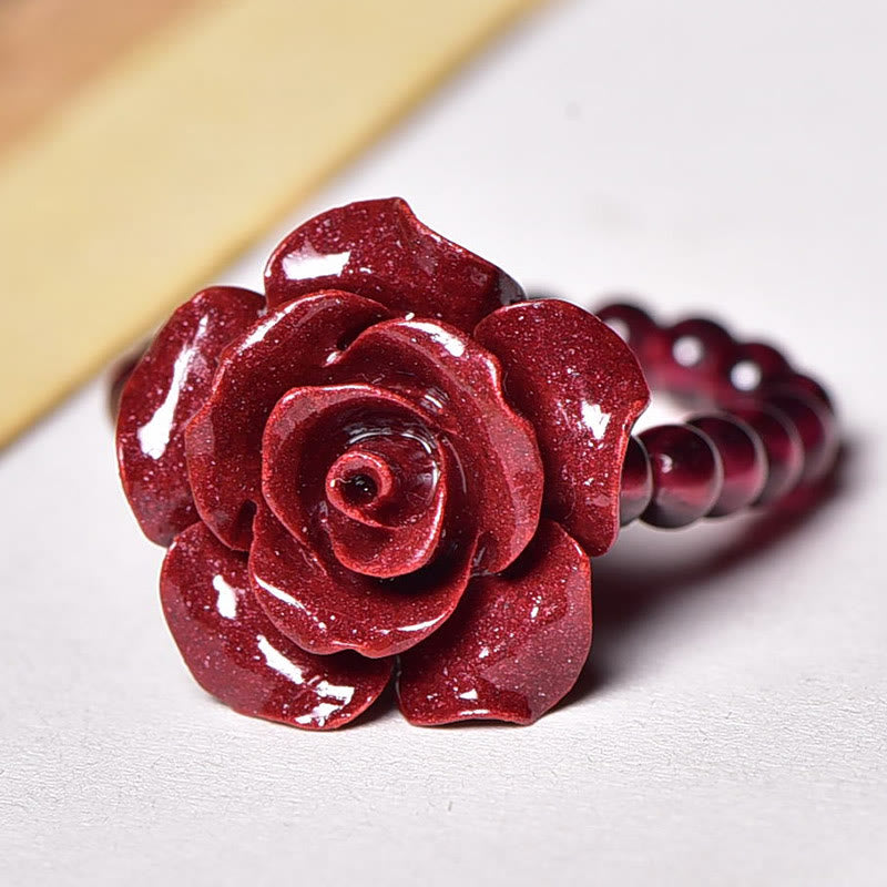 Foviel Cinnabar Rose Garnet Beads Concentration Ring
