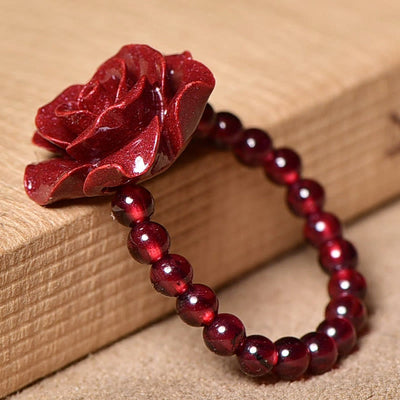 Foviel Cinnabar Rose Garnet Beads Concentration Ring