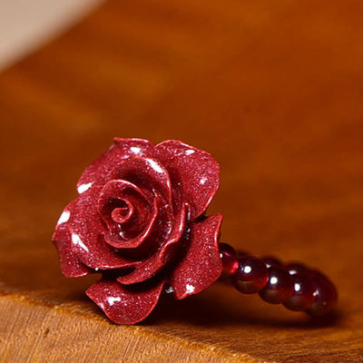 Foviel Cinnabar Rose Garnet Beads Concentration Ring