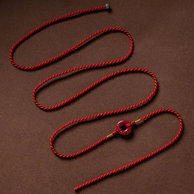 Buddha Stones Natural Cinnabar Peace Buckle Blessing Red String Belly Chain Belly Chain BS 7