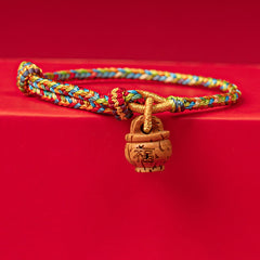 Buddha Stones Peach Wood Fu Character Safe And Well Wealth Bracelet Bracelet BS Fu Character 16-17cm
