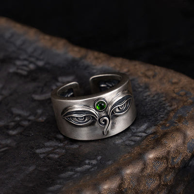 Buddha Stones 925 Sterling Silver Bodhisattva Tara Calm Adjustable Ring Ring BS 1
