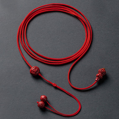Chaîne de ventre porte-bonheur en cinabre naturel Foviel avec gourde du zodiaque chinois et cordon rouge