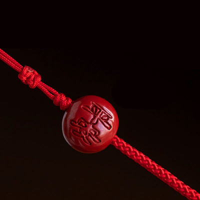 Chaîne de ventre porte-bonheur en cinabre naturel Foviel avec gourde du zodiaque chinois et cordon rouge