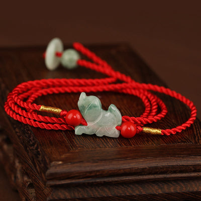 Buddha Stones Jade Peace Buckle Blessing Red String Belly Chain Belly Chain BS 19