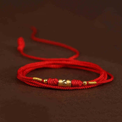 Buddha Stone 999 Solid Gold Red String Belly Chain - Barrel Beads Luck Beads Shape - image 18