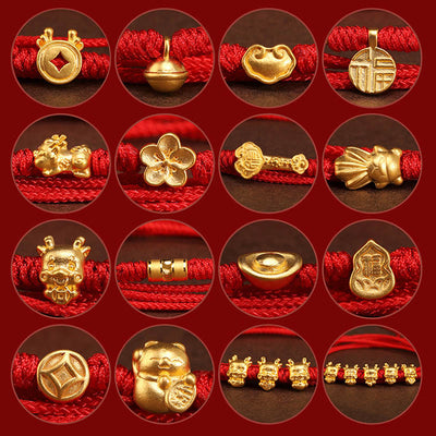 Buddha Stone 999 Solid Gold Red String Belly Chain - image 5