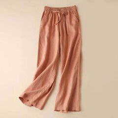 Buddha Stones Casual High Waist Lace-up Wide Leg Pants With Pockets - LightSalmon - US12，UK/AU16，EU44 (XL) - image 0