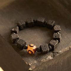 Bracelet de guérison en perles Dzi et roche volcanique Foviel