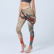 Foviel Dunhuang Flying Apsaras Auspicious Clouds Print Fitness Leggings Women's Yoga Pants