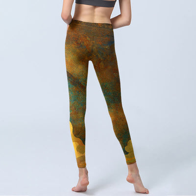 Buddha Stones Auspicious Clouds Print Lycra Fabric Fitness Leggings Women's Yoga Pants - image 8