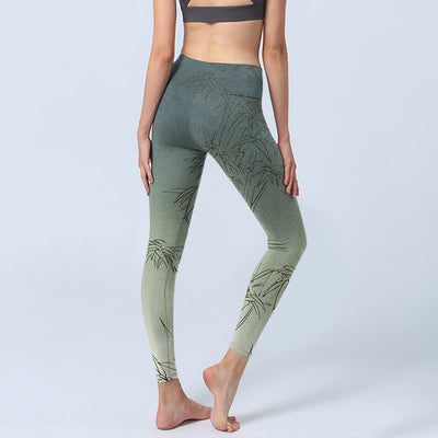 Buddha Stones Bamboo Leaves Sketch Print Sports Leggings Women's Yoga Pants - image 4