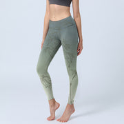 Foviel Bamboo Leaves Sketch Print Sports Leggings Women's Yoga Pants