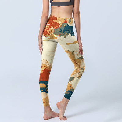 Buddha Stones Colorful Clouds Print Fitness Leggings Women's Yoga Pants - image 5