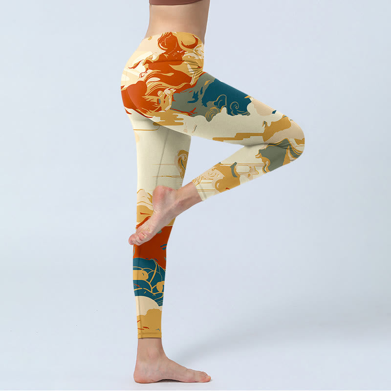 Buddha Stones Colorful Clouds Print Fitness Leggings Women's Yoga Pants - image 4