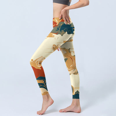 Buddha Stones Colorful Clouds Print Fitness Leggings Women's Yoga Pants - image 3