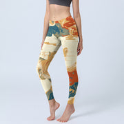 Foviel Bunte Wolken Drucken Fitness Leggings Damen Yoga Hose