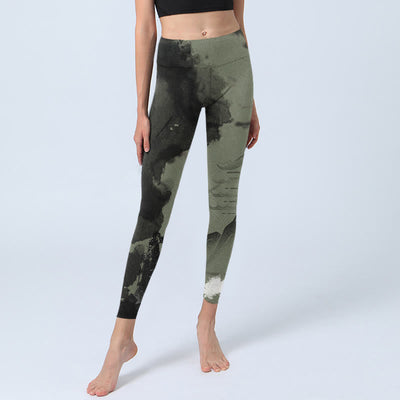 Buddha Stones Ink Painting Mountain Pavilion Print Fitness Leggings Women's Yoga Pants - image 7