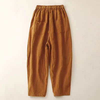 Buddha Stones Summer Women's Linen Drawstring Elastic Waist Harem Pants With Pockets - image 25