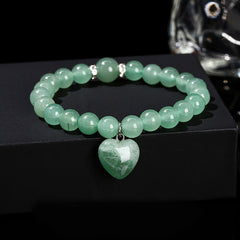 Foviel Various Crystal Green Aventurine Love Heart Balance Bracelet