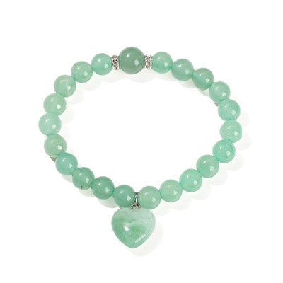 Foviel Various Crystal Green Aventurine Love Heart Balance Bracelet