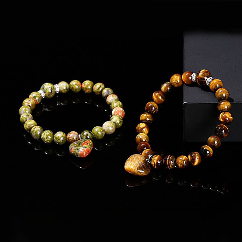 Foviel Various Crystal Green Aventurine Love Heart Balance Bracelet