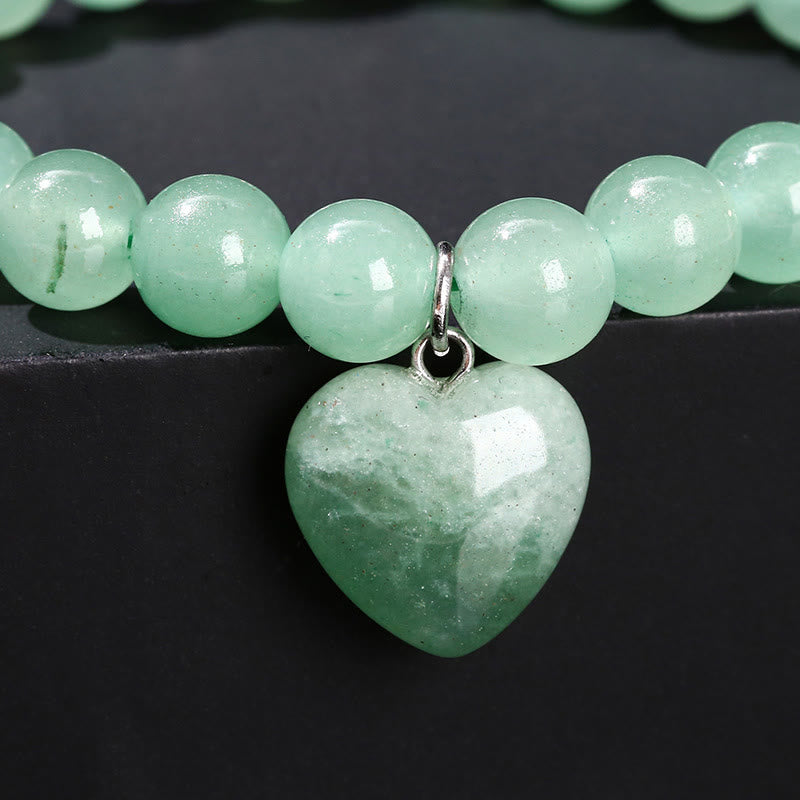 Foviel Various Crystal Green Aventurine Love Heart Balance Bracelet