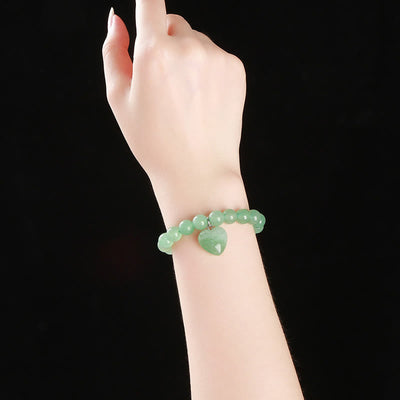 Foviel Various Crystal Green Aventurine Love Heart Balance Bracelet