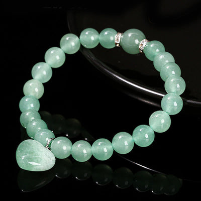 Foviel Various Crystal Green Aventurine Love Heart Balance Bracelet