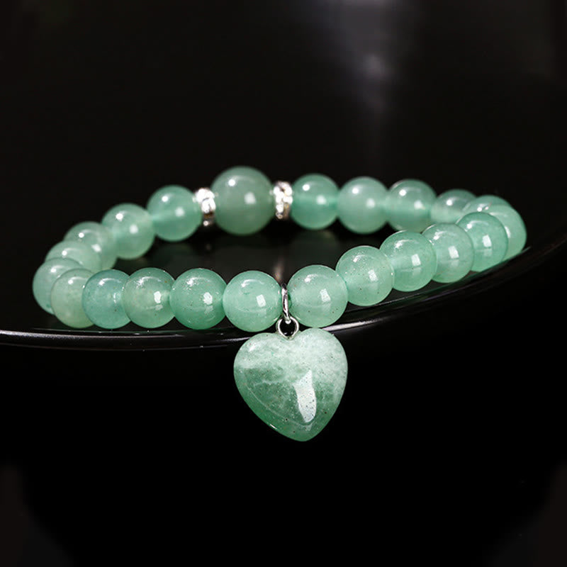 Foviel Various Crystal Green Aventurine Love Heart Balance Bracelet