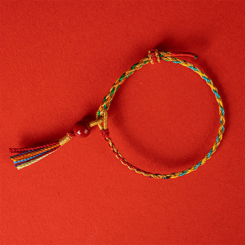 Buddha Stones Colorful String Cinnabar Concentration Bracelet Bracelet BS Yellow Blue Green 18-19cm