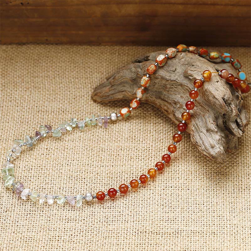 Buddha Stones Fluorite Red Agate Emperor Stone Power Triple Wrap Bracelet Bracelet BS 2