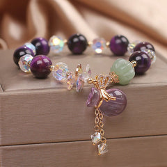 Bracelet de courage Foviel en œil de tigre violet, cristal blanc, améthyste et jade