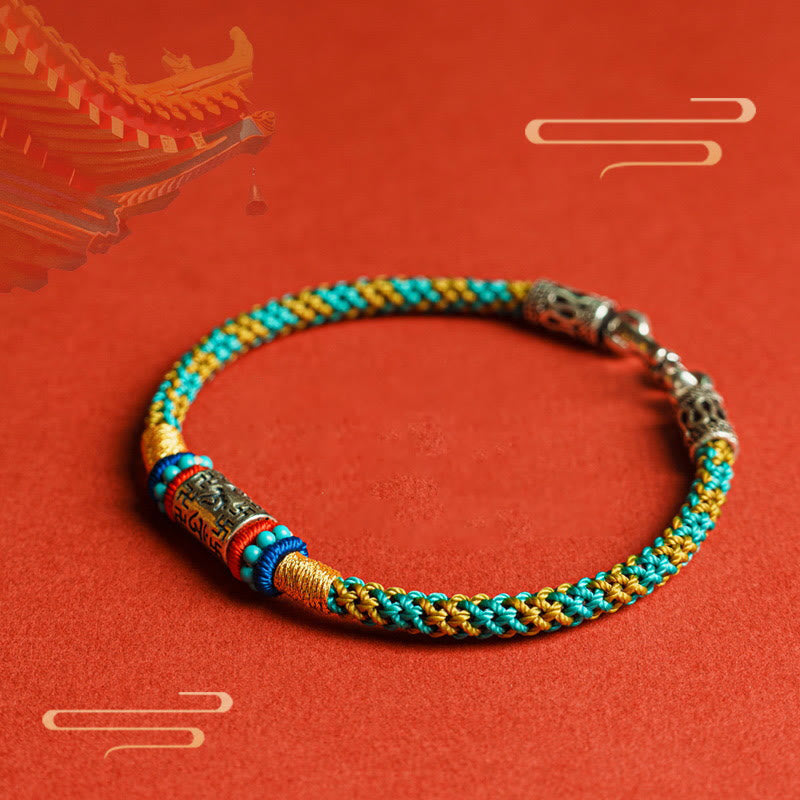 Buddha Stones Colorful String Six True Words 925 Silver Focus Bracelet Bracelet BS 1