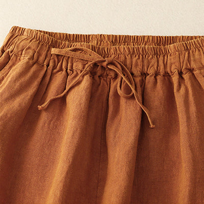 Buddha Stones Summer Women's Linen Drawstring Elastic Waist Harem Pants With Pockets - image 26