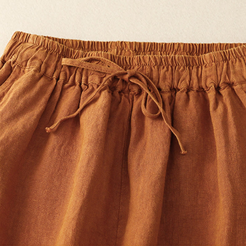 Buddha Stones Summer Women's Linen Drawstring Elastic Waist Harem Pants With Pockets - image 26