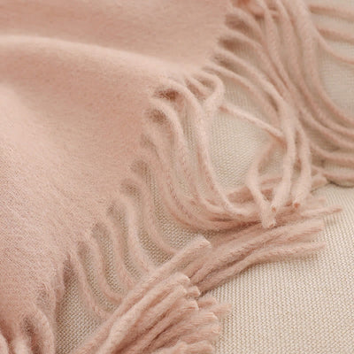 Buddha Stones Wool Shawl Pink White Flower Embroidery Tassel Winter Cozy Travel Scarf Wrap - image 5
