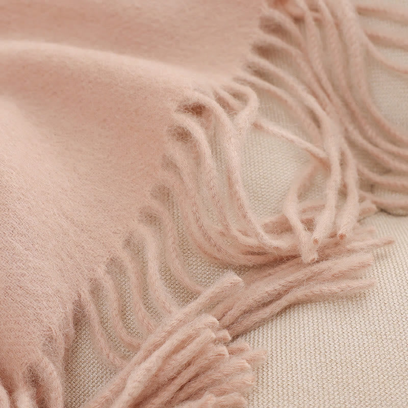 Buddha Stones Wool Shawl Pink White Flower Embroidery Tassel Winter Cozy Travel Scarf Wrap - image 5