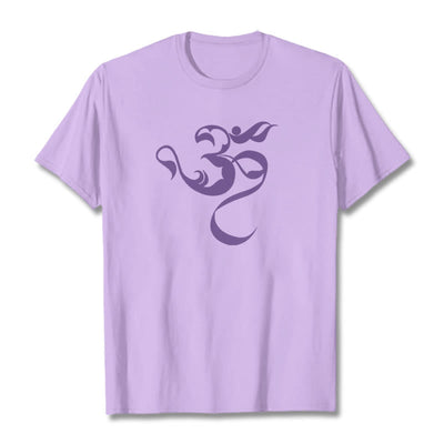 Buddha Stones Om Figure Design Cotton Tee T-shirt - Plum - 2XL - image 13