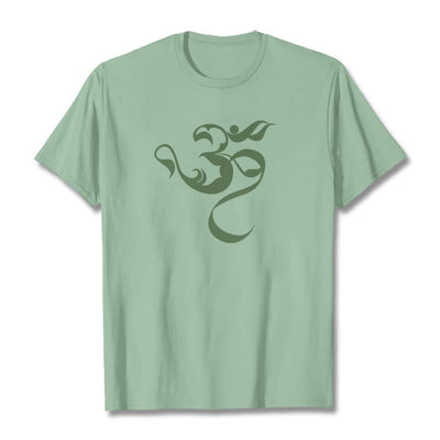 Buddha Stones Om Figure Design Cotton Tee T-shirt - PaleGreen - 2XL - image 17