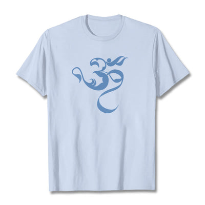 Buddha Stones Om Figure Design Cotton Tee T-shirt - LightCyan - 2XL - image 10